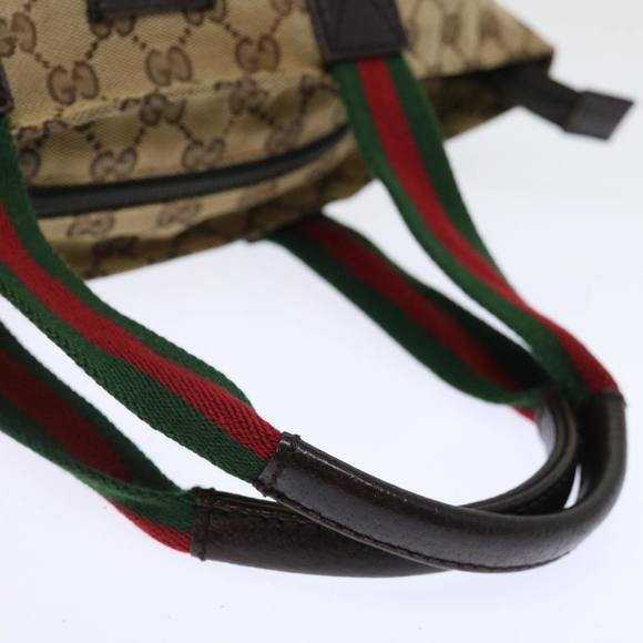 GUCCI GG Canvas Web Sherry Line Hand Bag Beige Red Green 181228 Auth ep4035 - Picture 7 of 16